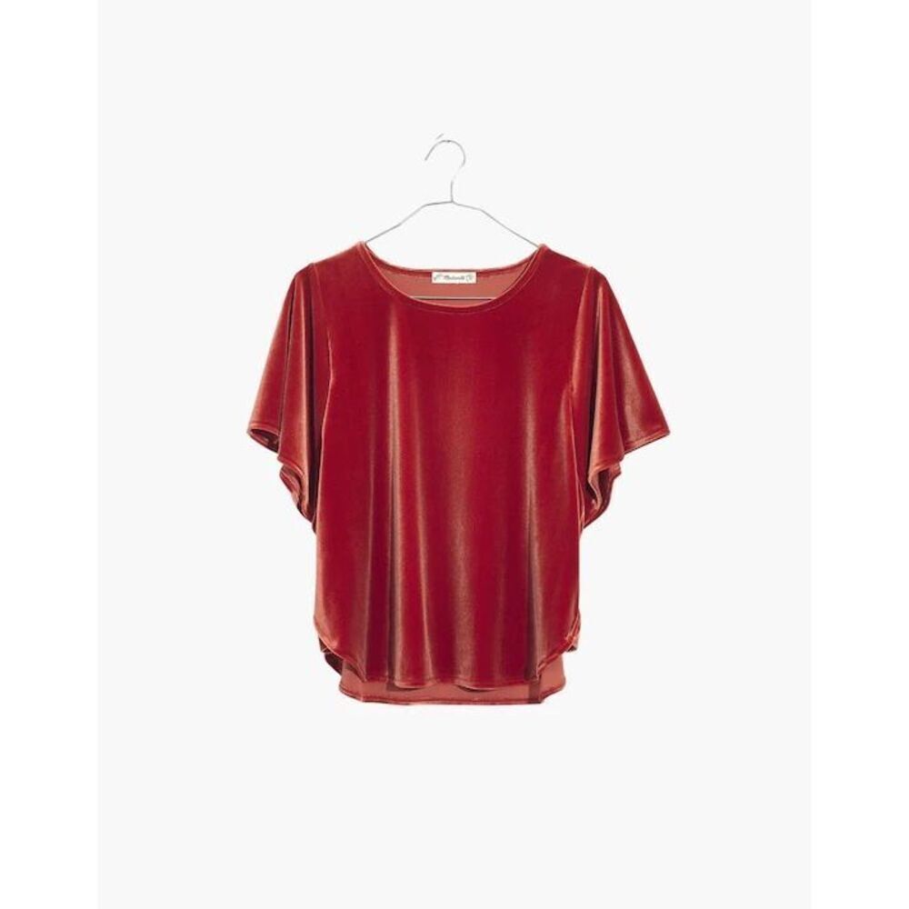 Madewell Velvet Butterfly Top Medium Dark Cinnabar Short Sleeve